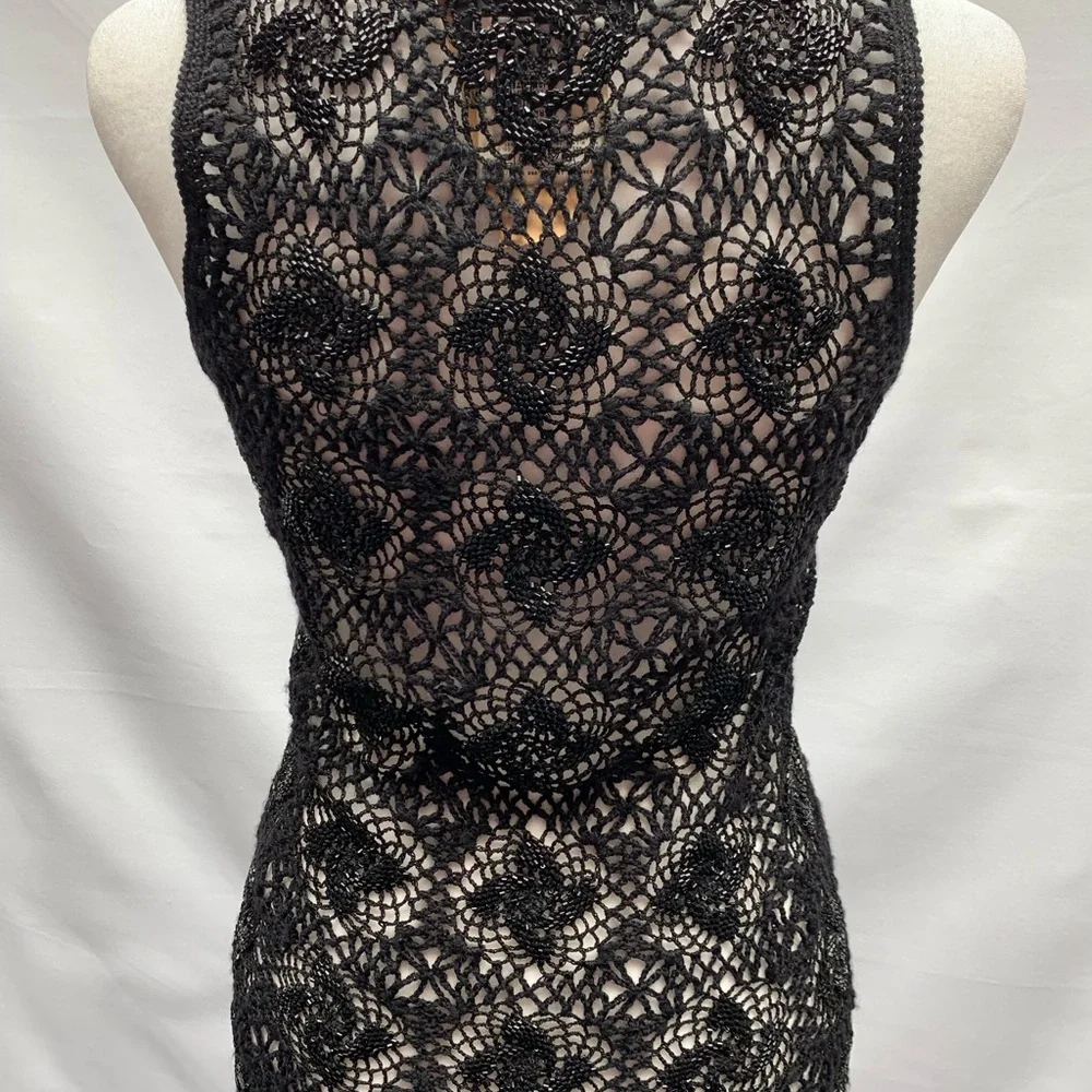 Dolce and Gabbana Size 40 black crochet beaded top - Picture 7 of 13